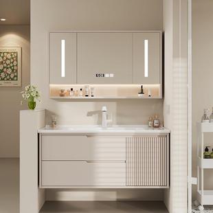 公分定做陶瓷一体洗漱台盆浴室柜组合 105cm 卫生间橡木85厘米