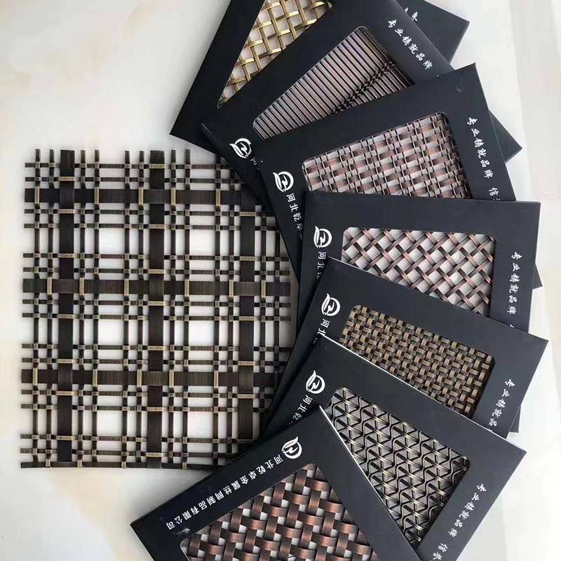 免费样品定制不锈钢金属编织网幕墙吊顶背景网屏风隔断网片菱形格