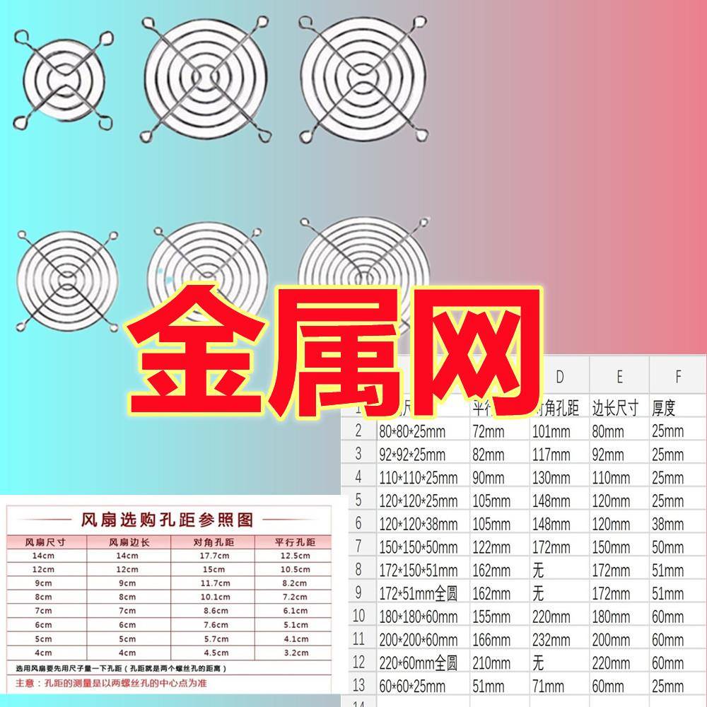 4CM 5CM 6CM 7CM 8CM 9CM 12厘米金属不锈钢铁网防护防尘风扇网罩