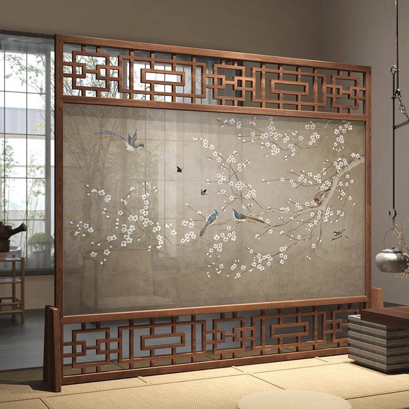 需定制新中式实木屏风隔断进门遮挡客厅酒店茶室办公室入户玄关座