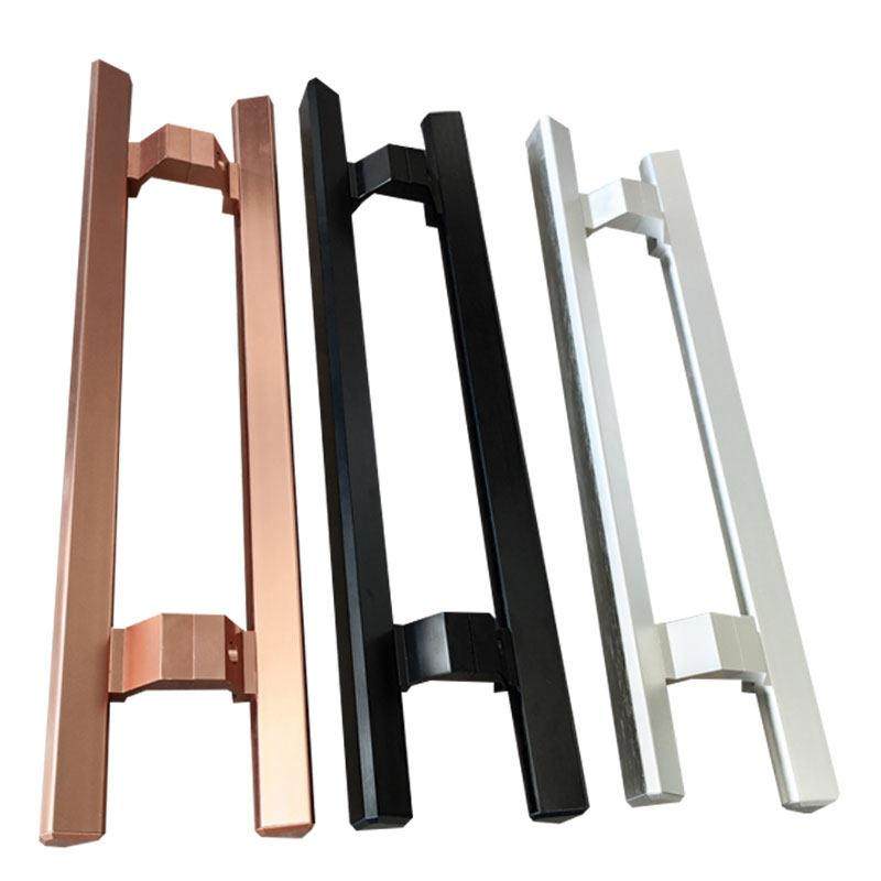 无框玻璃门拉手铝合金玻璃大门把手木门拉手黑色设备机床门单把手