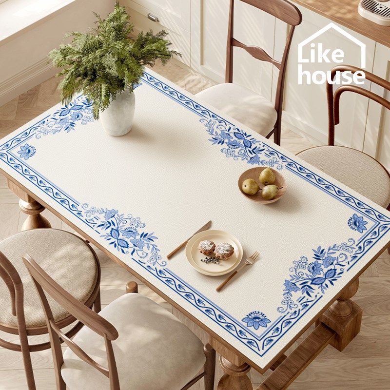 法式德国梅森青花皮革餐桌垫复古桌面保护垫防水防油免洗台布垫子,居家布艺,桌布,淘宝优惠券,粉丝福利购,淘宝优惠卷