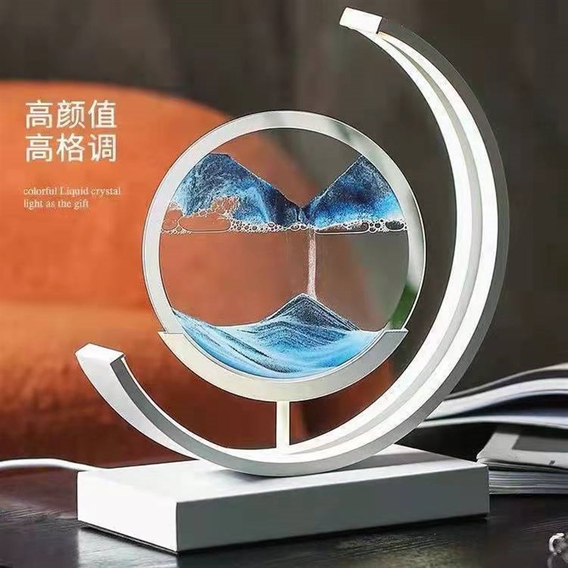 新中式卧室床头灯办公室书桌摆件创意送礼解压流沙画台灯装饰灯图片