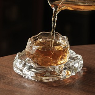 琉璃喝茶杯主人杯单杯简约透明玻璃杯子品茗杯小茶杯杯垫个人专用