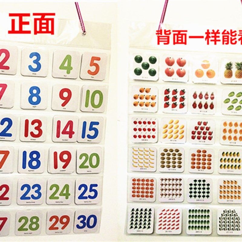 天才教具 儿童学习卡片挂袋 收纳袋透明悬挂英语汉字数字识字插卡