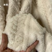 純色浮雕感萊絨水貂珊瑚絨面料床品四件套睡衣浴衣袍花色貂絨布料