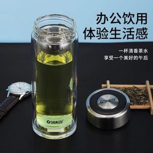 清水双层玻璃杯家用隔热男女便携茶杯便携车载水杯高硼硅防烫杯