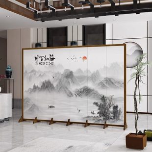 屏风隔断客厅办公折叠移动简约现代轻奢卧室遮挡家用简易折屏 中式
