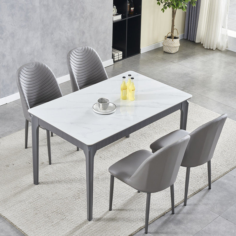 意式灰色框架亮光岩板餐桌椅组合小户型家用现代简约长方形饭桌子,住宅家具,岩板餐桌,淘宝优惠券,粉丝福利购,淘宝优惠卷