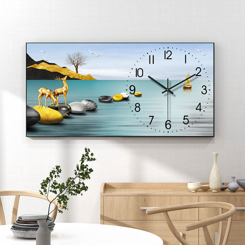 石来运转钻石画满钻餐厅现代简约风景十字绣带钟表贴钻水晶,居家布艺,钻石绣,淘宝优惠券,粉丝福利购,淘宝优惠卷