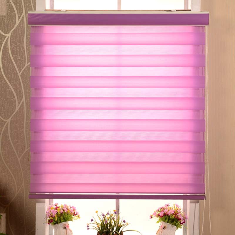 韩式加厚卷帘柔纱帘双层百叶窗帘成品阳台遮光卫生间浴室水卧室