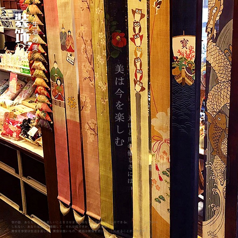 日式和风长挂帘理店寿司店门帘麻布日韩风格特长挂帘布艺帘
