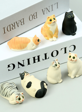 创意手工陶瓷日式呆萌可爱小猫解压车载礼品小女生日