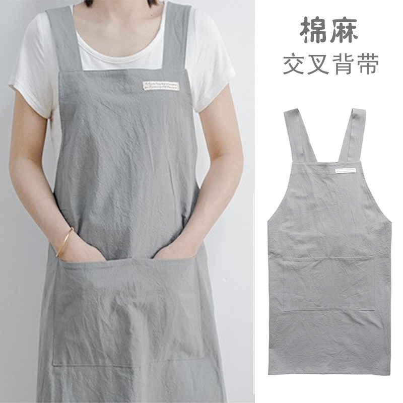 棉麻围裙女花艺师定印字可爱背日式美甲店园艺工作服