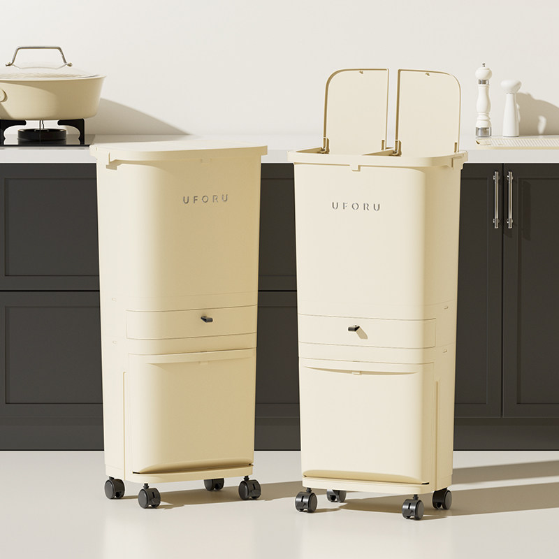 兴起厨房垃圾桶家用带盖2024新款大容量双层厨余干湿分离分类日式