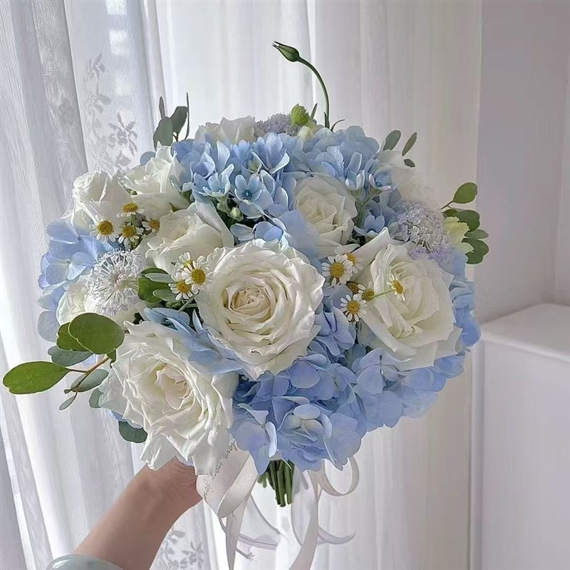 莫奈花园级手捧花绣球花仿真花花束结婚拍照仿生花伴娘手捧花束