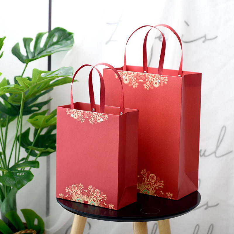 中国风品袋喜庆包装袋端午节铆钉纸袋满月伴手包装袋