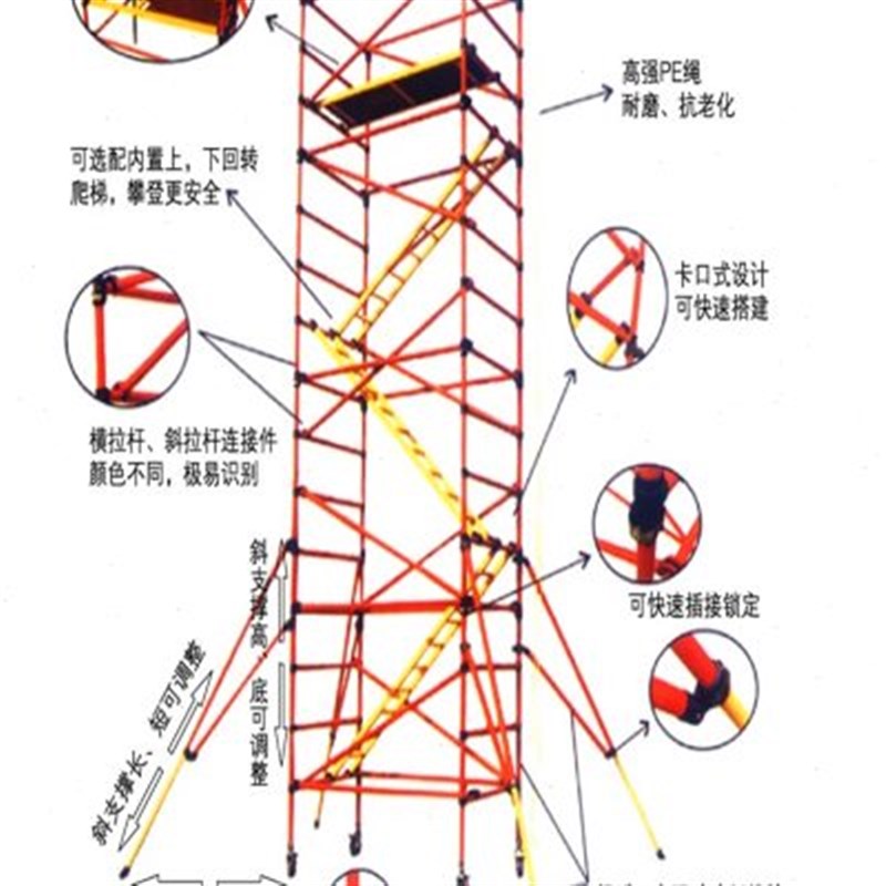 定制绝缘脚手架组装电力检修施工移动平台快装登高变电站施工爬梯