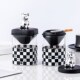 棋盘格玻璃烟灰缸漏斗式 潮流客厅家用 风飞灰带盖创意个性