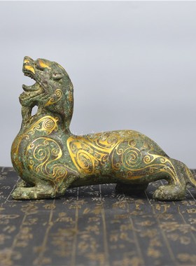 香港仿古青铜器错金貔貅老板桌纯铜动物软装饰品采购