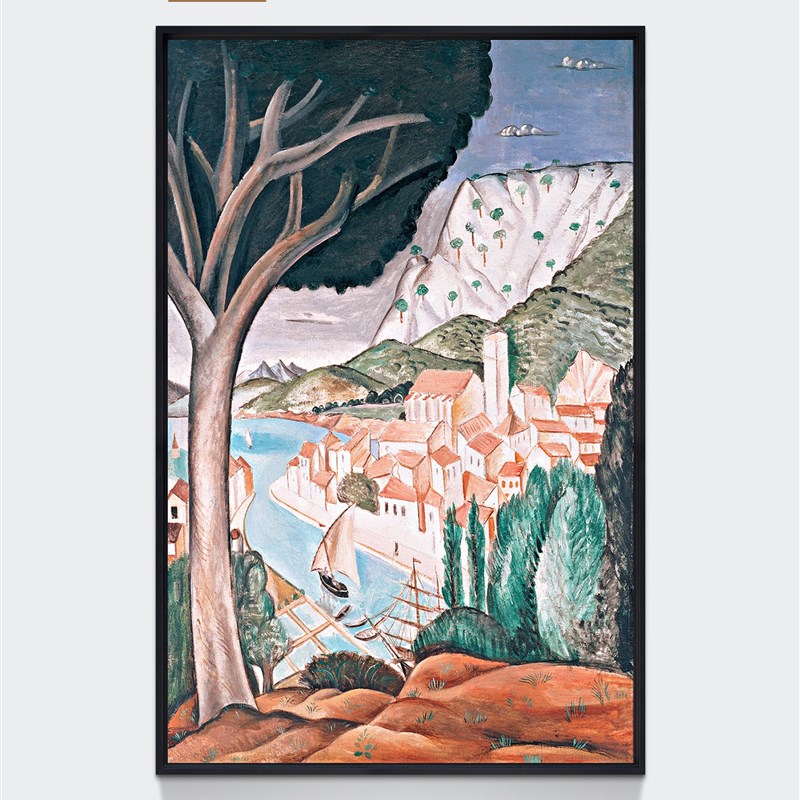 风色普罗旺斯港湾象风景玄关走廊竖幅幅简约画