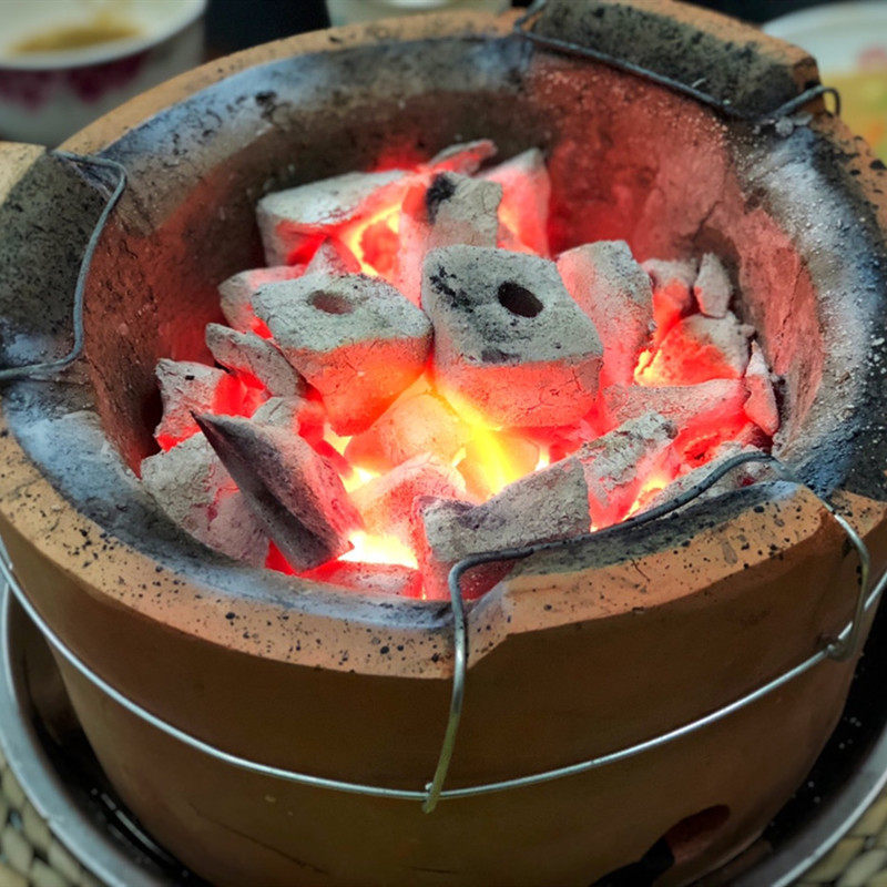 港式木炭火锅小泥炉 耐烧陶瓷火锅中式风格炭火炉