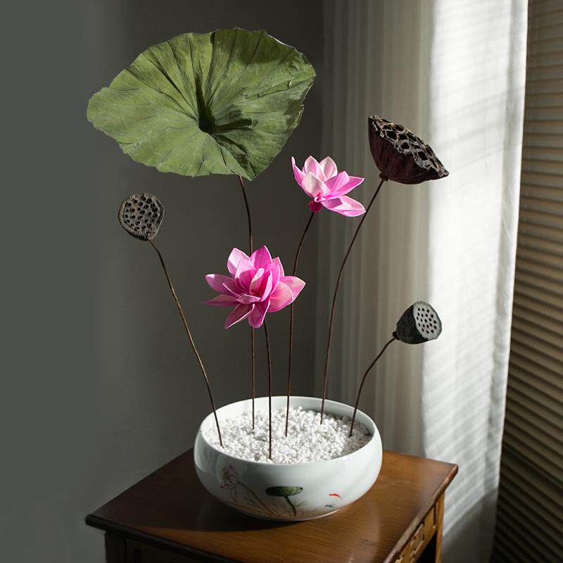 莲蓬干花摆件轻奢高档花束客厅摆设高级感真花风干天然装饰摆台