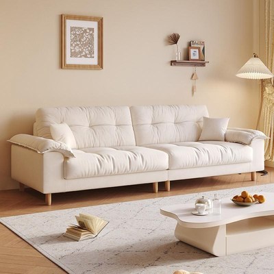 奶油风布艺沙发客厅小户型现代简约轻奢公寓三四人位直排2025新款