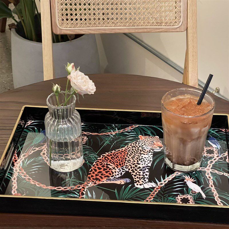 现代 零售酒店别墅样板间茶杯水果托盘链条,豹子防水托盘