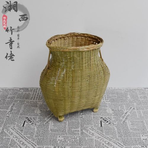 手工精编大鱼篓竹编篓子竹筐水果茶叶采摘篓背篓竹篮表演道具新款