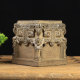 中式 仿古做旧青石浮雕会所茶馆摆件四象石墩门墩石底座老旧石头