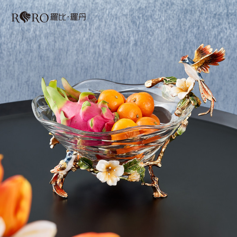 罗比罗丹《平安纳福》果盘珐琅彩工艺茶几玄关摆件创意家居饰品