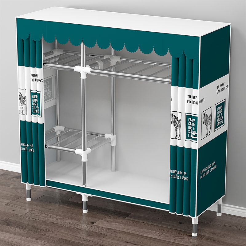 简易衣柜家用卧室布艺组装布衣柜出租房用钢架加粗加厚收纳挂衣橱