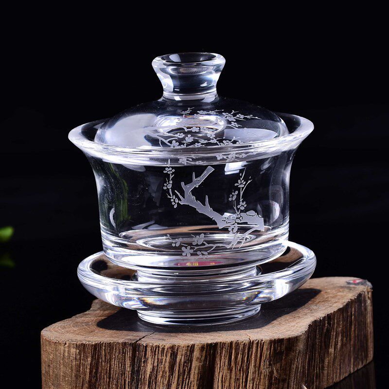 纯手工打磨天然原石水晶盖碗茶具功夫茶具泡茶碗三才碗敬茶壶茶杯