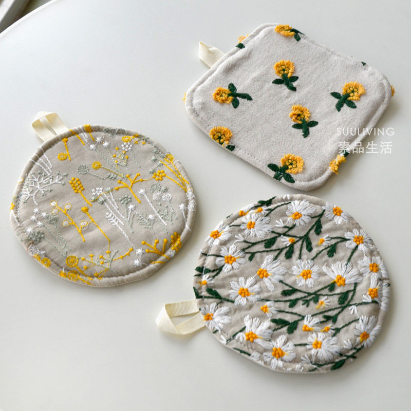 法式田园风刺绣花朵圆形方形夹棉杯垫餐桌垫杯垫锅垫家用盘垫装饰,居家布艺,餐垫,淘宝优惠券,粉丝福利购,淘宝优惠卷