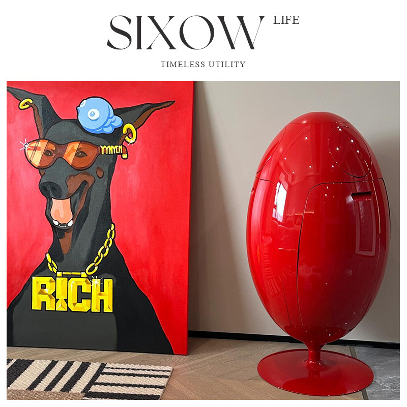 恐龙蛋垃圾桶分类环保旋转开放大落地客餐厅厨房高颜值摆件垃圾桶