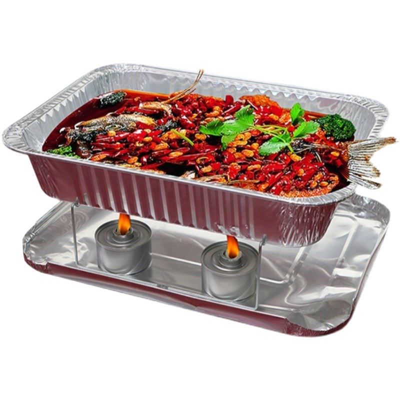 铝箔餐盒长方形巫外卖打包盒一次性餐盒纸包鱼锡纸盒可加热