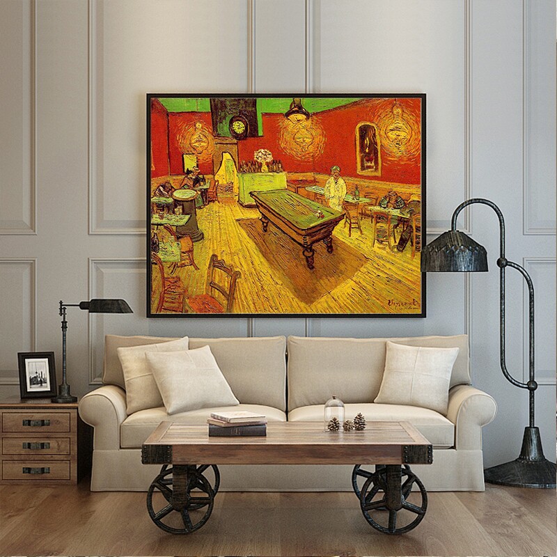 本营 数字油彩画手工填色涂鸦油画梵世界名画夜晚的咖啡馆