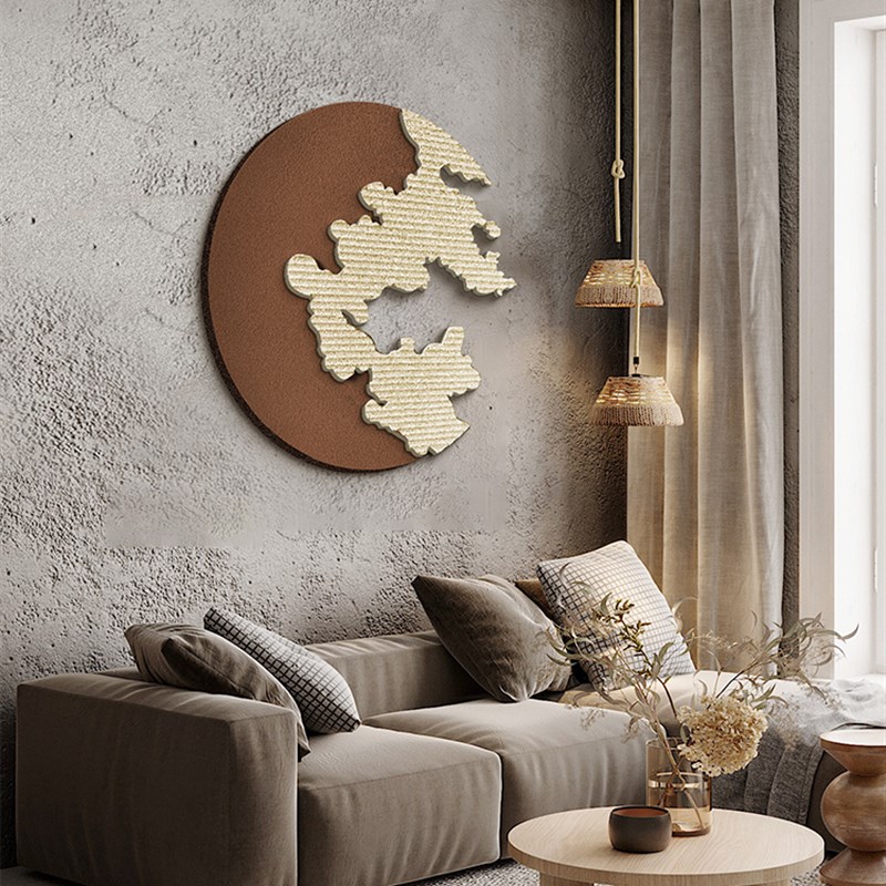 现代简约立体装饰画客厅手工砂岩肌理圆形抽象挂画玄.关轻奢无框图片