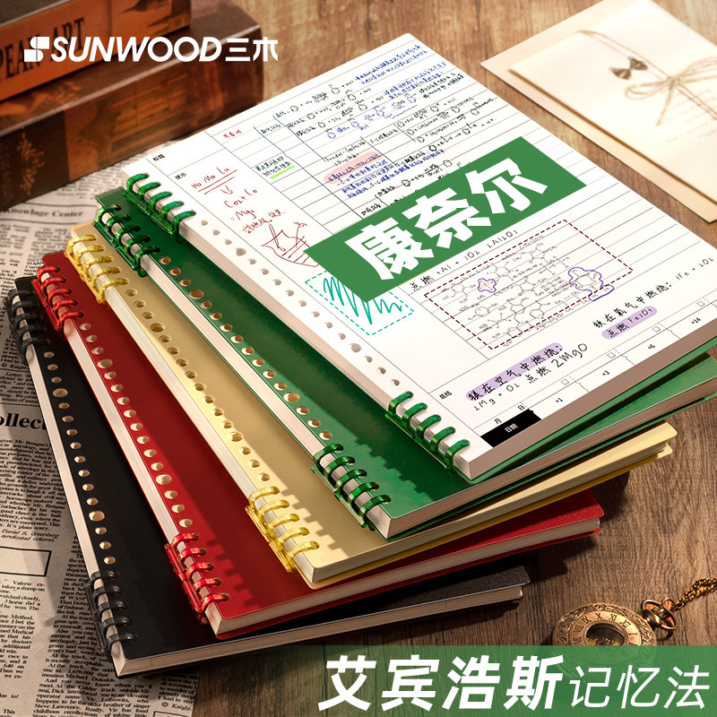 康奈尔笔记本本活页效记忆法方网格生考研法考公考读书习错题分类