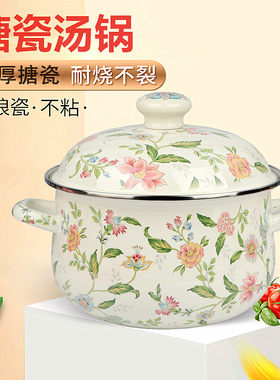 搪瓷锅特厚搪瓷炖锅双耳锅煮面锅熬粥锅电磁炉锅具煲汤锅火锅