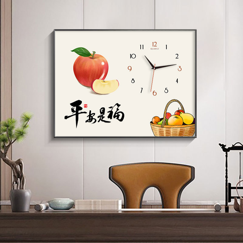 平安是福钻石画满钻手工贴钻十字绣餐厅钟表珠绣晶