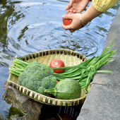 四川筲箕竹编收纳筐洗水果洗菜沥水篮淘米篮家用厨房收纳篮
