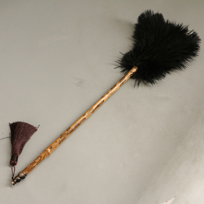 苏工梅鹿竹佛尘文玩手把件把玩竹器鸡毛掸子竹器竹雕工艺品竹制