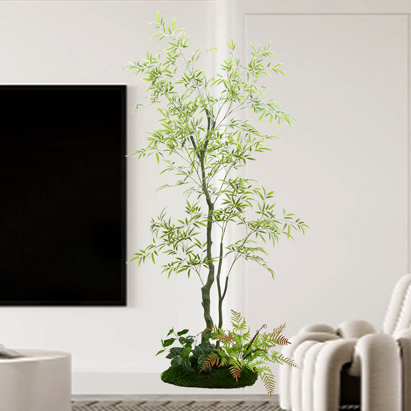 仿真竹子造景室内装饰隔断客厅屏风假绿植盆栽大型植物组合富贵竹