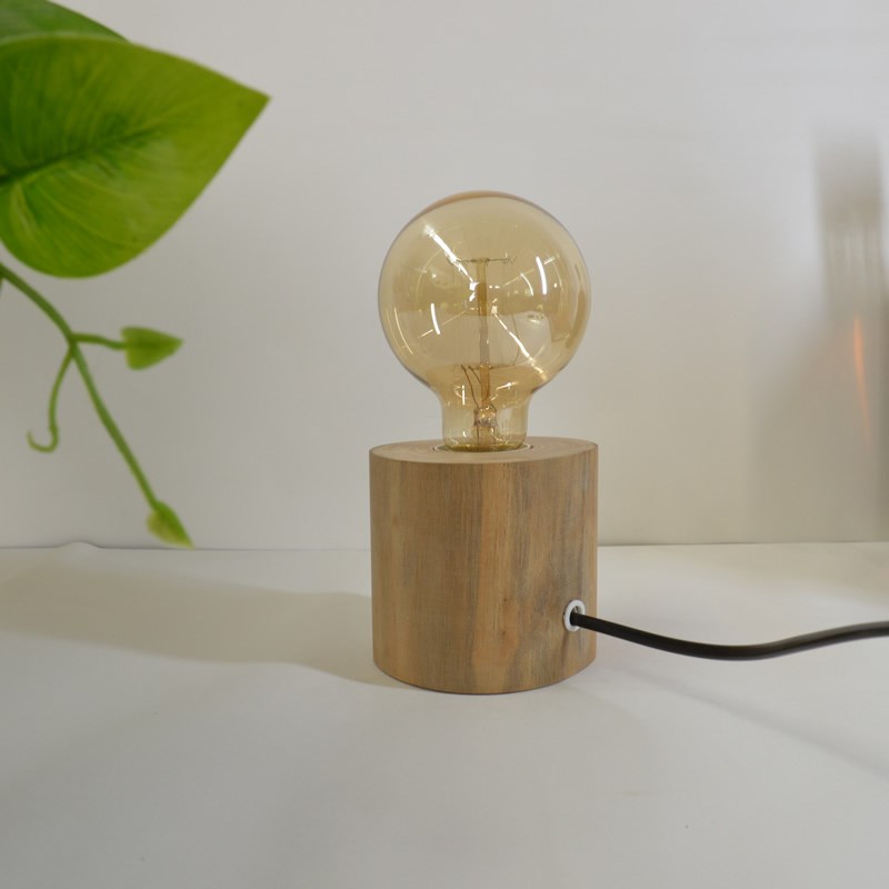 钨丝原木手工灯具小夜灯台灯装饰插电台灯卧室酒吧咖啡店桌灯