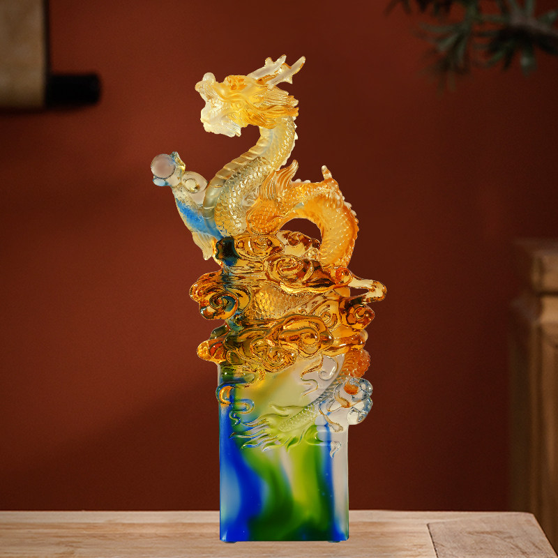 生肖龙摆件客厅酒柜家居饰品琉璃工艺品《四季兴隆》龙年商务礼品,家居饰品,装饰摆件,淘宝优惠券,粉丝福利购,淘宝优惠卷