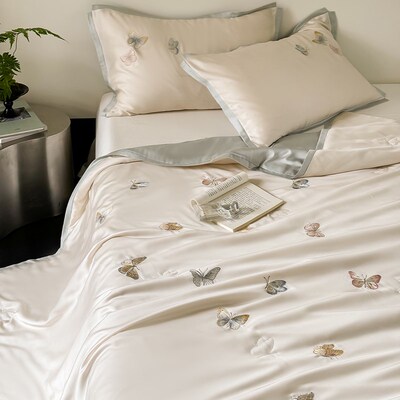 沉溺温柔蝴蝶天丝夏凉被丝滑凉感单双人空调被夏天冰丝薄被机洗