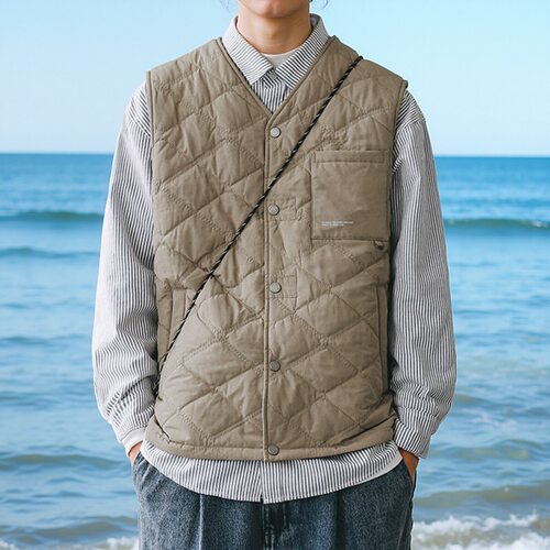 秋冬加棉叠穿神器男士简约休闲轻薄保暖内胆背心开衫工装马甲上衣