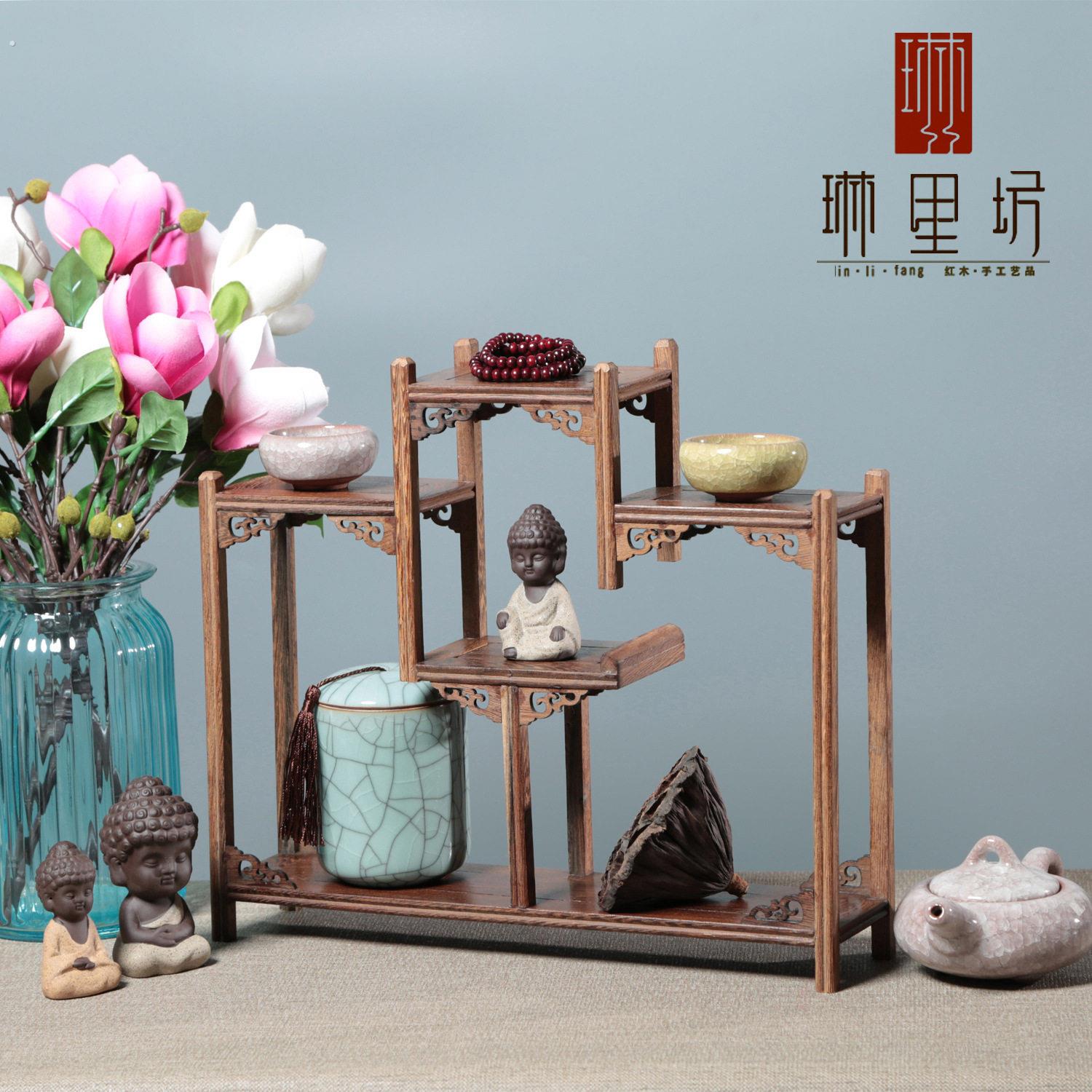 鸡翅木博古架红木多宝阁文玩展示架家居木制工艺品摆饰